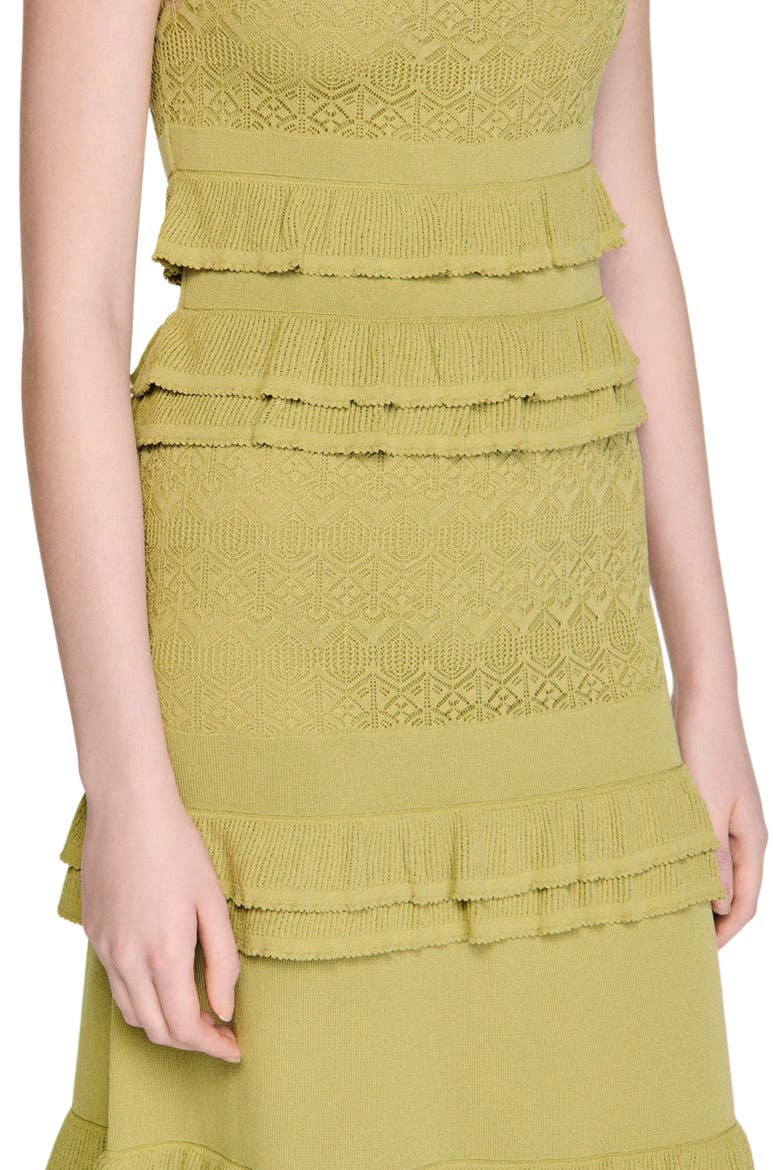 Ruffled knit maxi dress, Alternate, color, Green