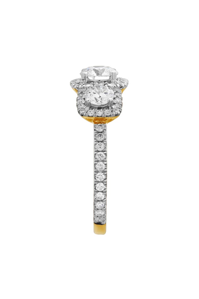Regalia 14K Gold Round Cut Lab Grown Diamond Halo Trinity Ring - 2 ct, Alternate, color, 14K Yellow Gold