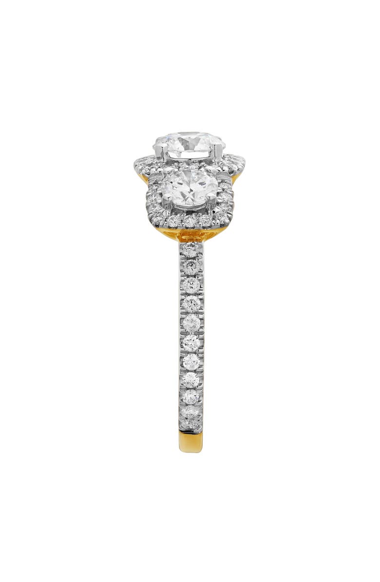 LuvMyJewelry Regalia 14K Gold Round Cut Lab Grown Diamond Halo Trinity Ring - 2 ct, Alternate, color, 14K Yellow Gold