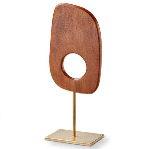 Sterling Sculpture Tall Decor Brown Mango Wood Iron 6.5x4x16 in