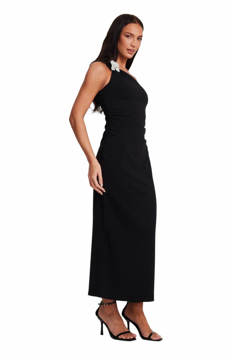 QUIZ Asymmetric Scuba Crepe Maxi Dress with Embellished Detail, Alternate, color, 