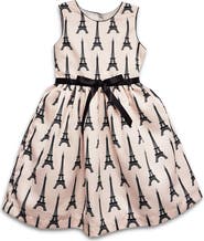 JOE-ELLA Kids' Eiffel Tower Long Sleeve Dress