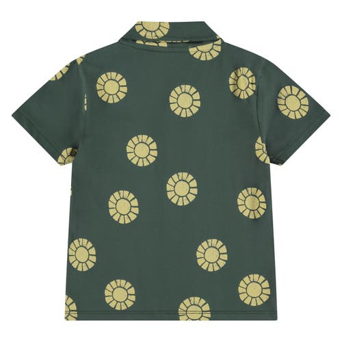 Stains And Stories By Babyface Sun Graphic Print Button Up Shirt In Green