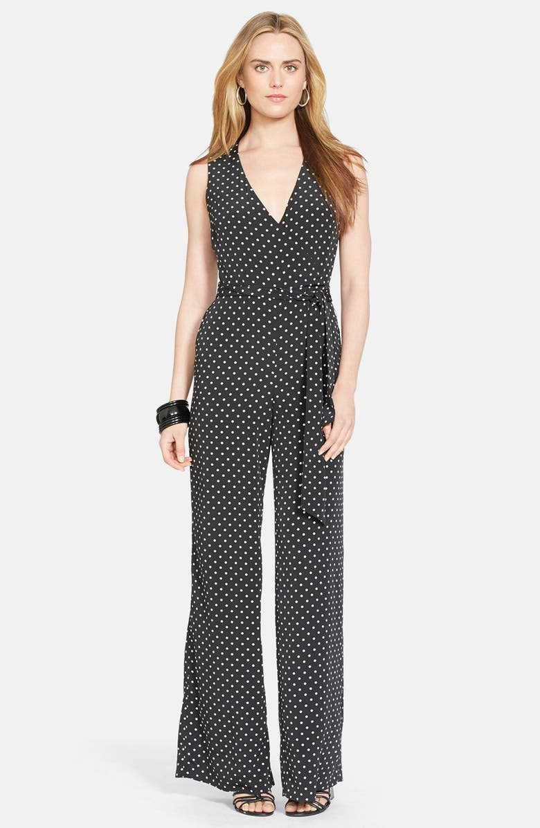Lauren Ralph Lauren Polka Dot Sleeveless Jumpsuit, Main, color, 