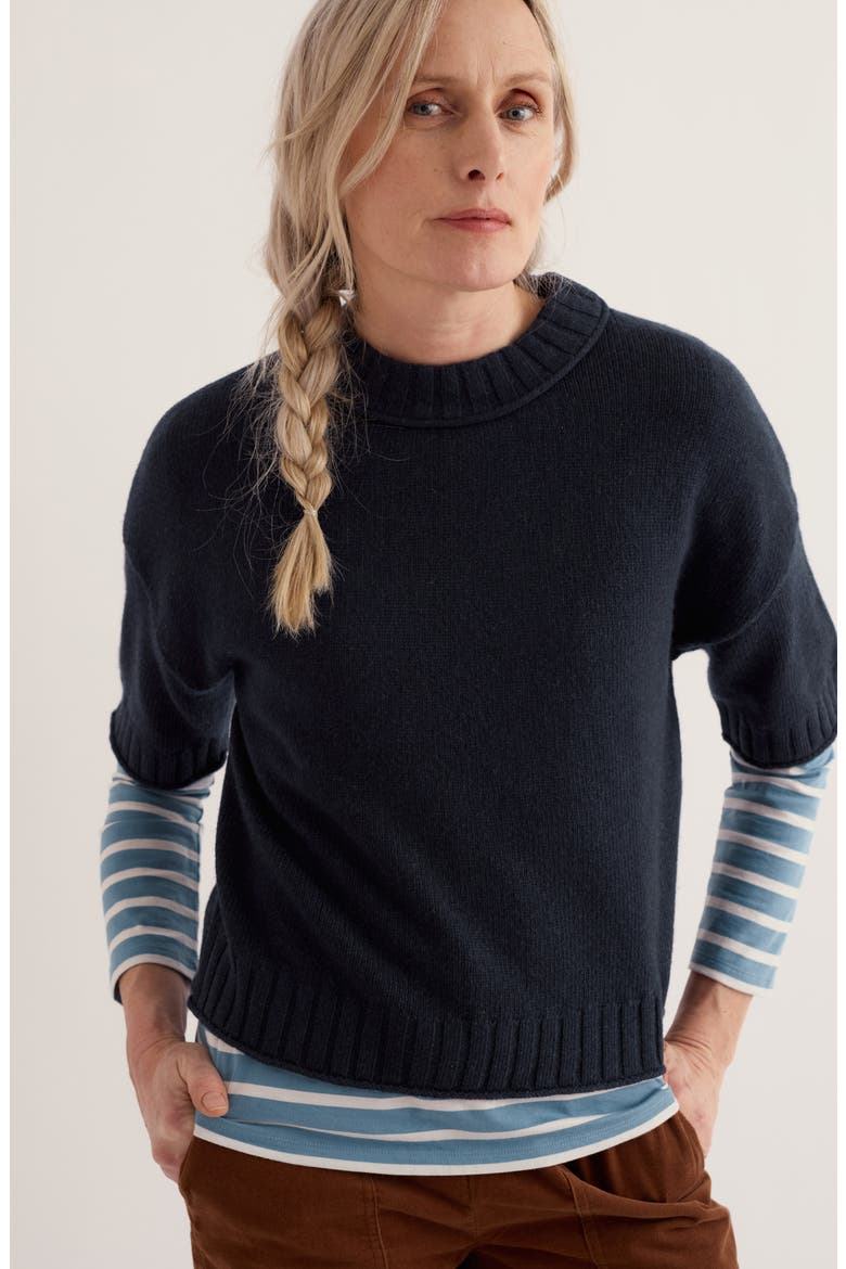 Fistral Short Sleeve Sweater, Alternate, color, MARITIME