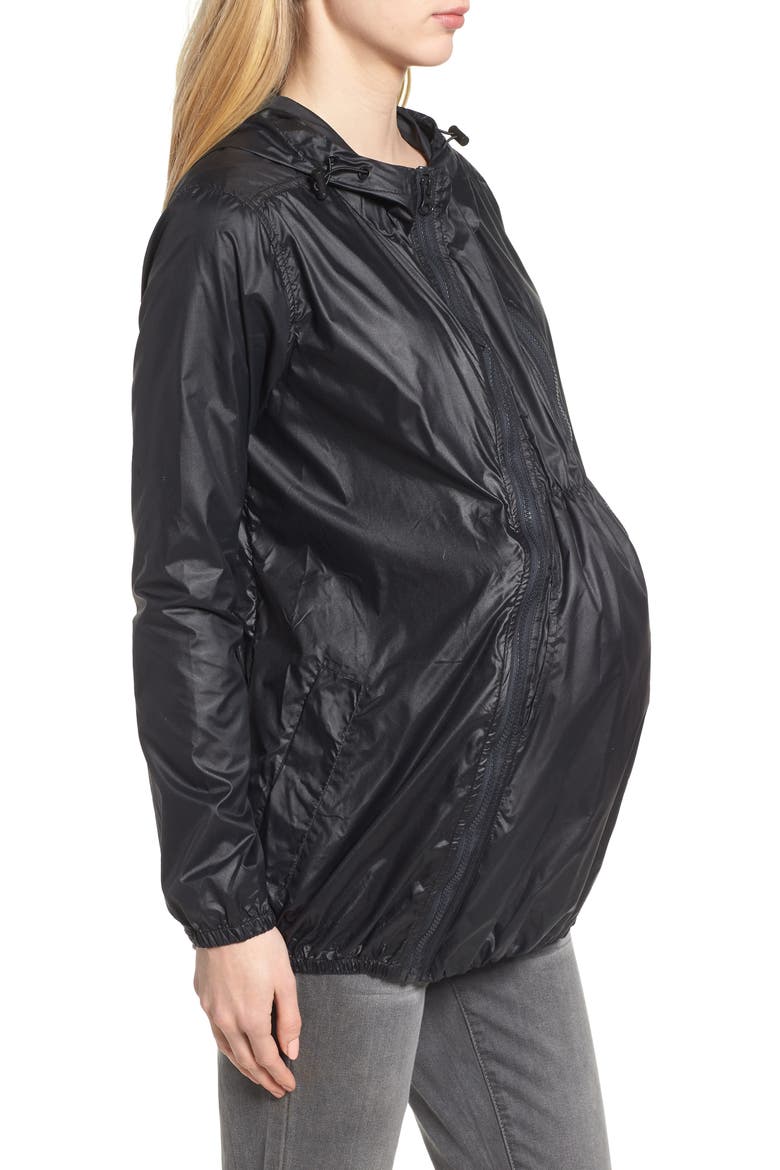 Waterproof Convertible 3-in-1 Maternity Windbreaker, Alternate, color, BLACK