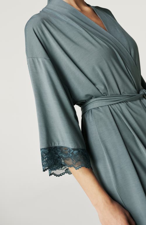 Posh Peanut Lace Trim Robe In Green