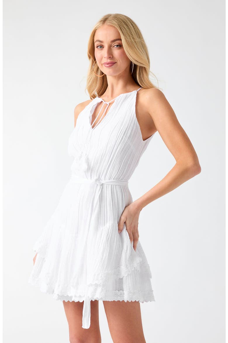 Jordyn Tiered Belted Minidress, Alternate, color, WHITE