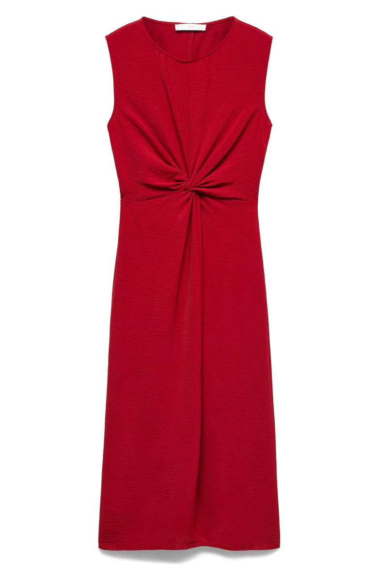 Knot Front Sleeveless Midi Dress, Alternate, color, RED