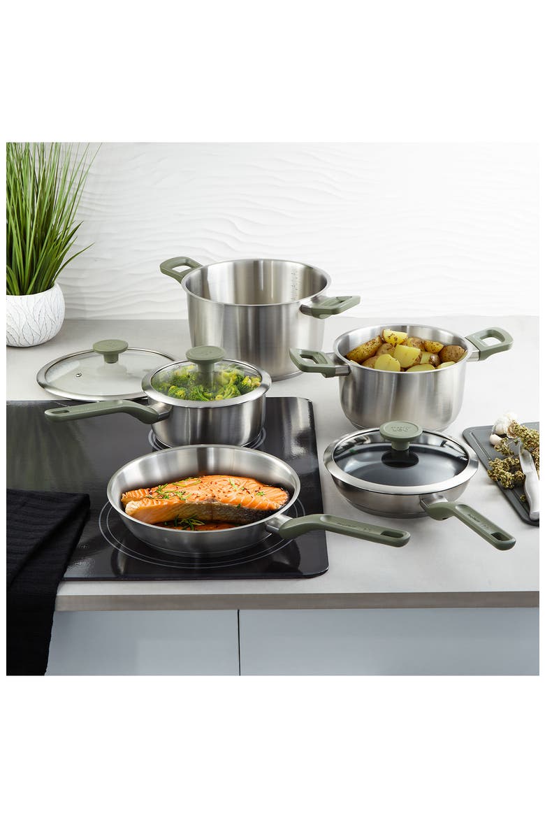 Leo Bolt 8-Piece Cookware Set, Alternate, color, GREEN
