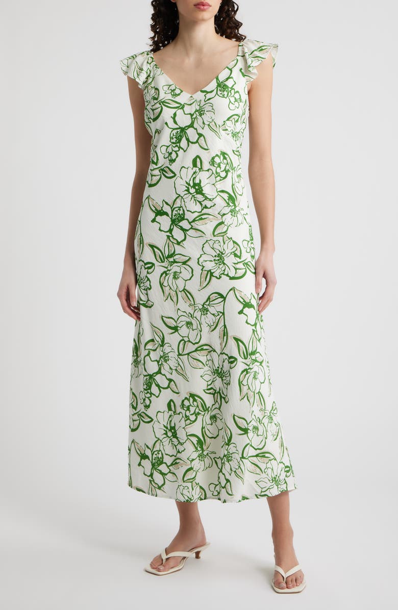 Sam Edelman Petal Sketch Maxi Dress, Main, color, Clover