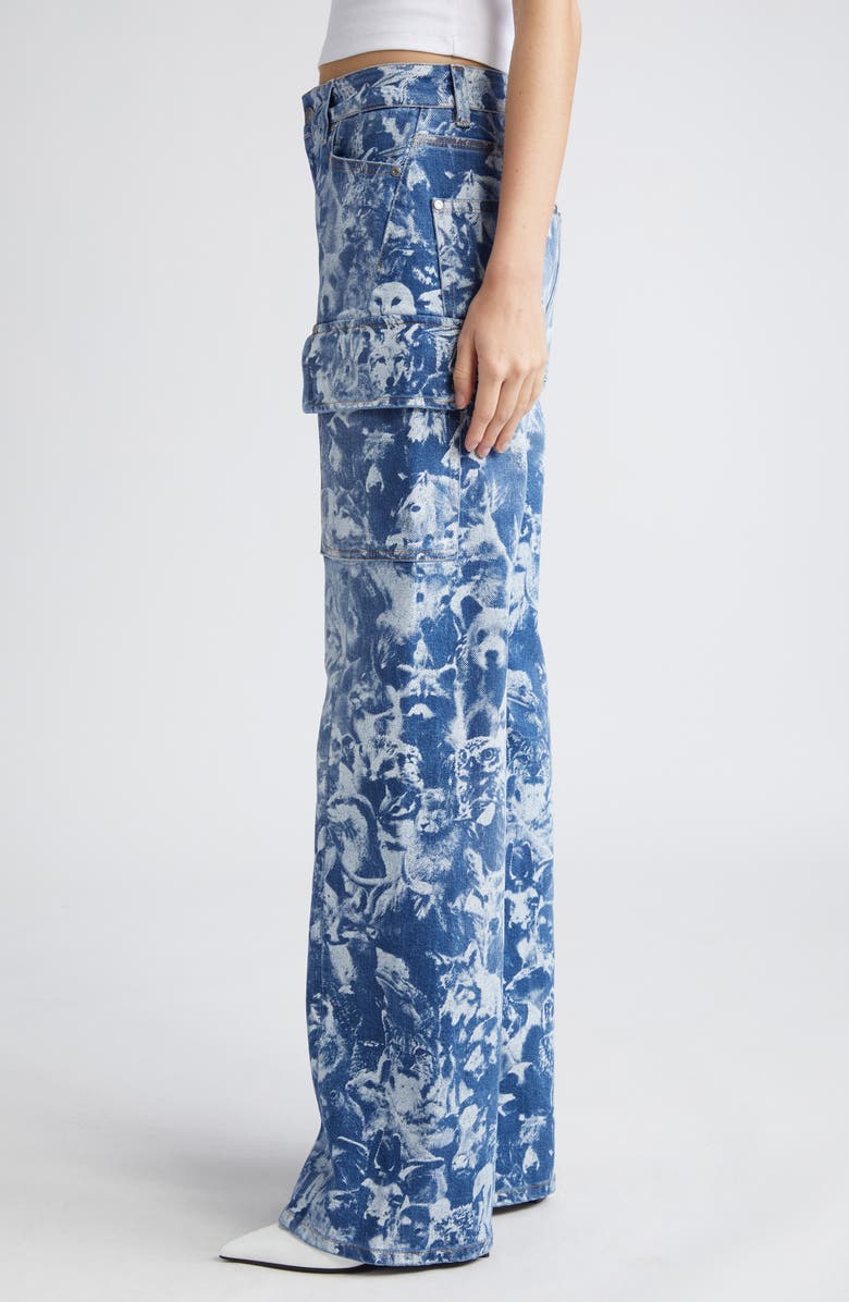 Stella McCartney Animal Crowd Wide Leg Cargo Jeans, Alternate, color, 