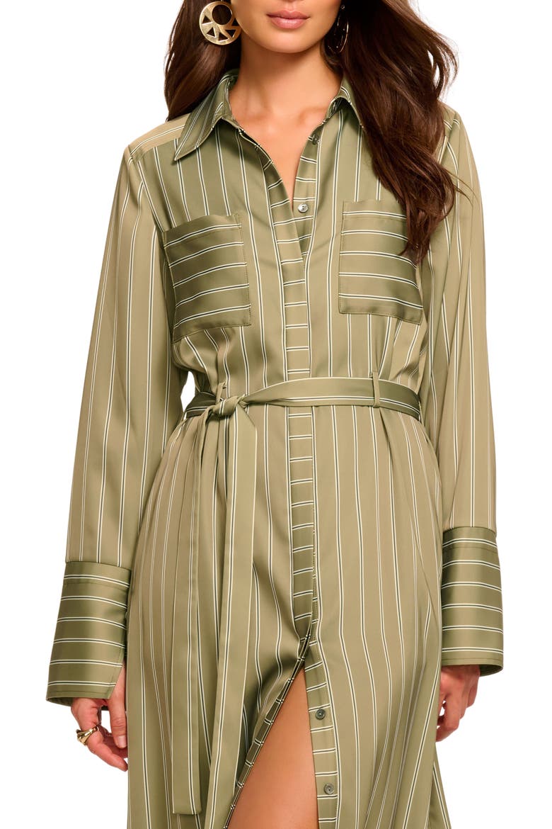 Miriam Long Sleeve Shirtdress, Main, color, SAFARI GREEN SEASIDE