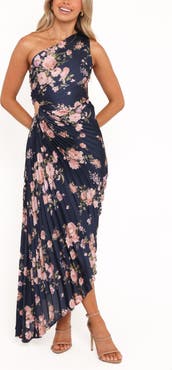 Petal & Pup Kleo Pleated One-Shoulder Maxi Dress