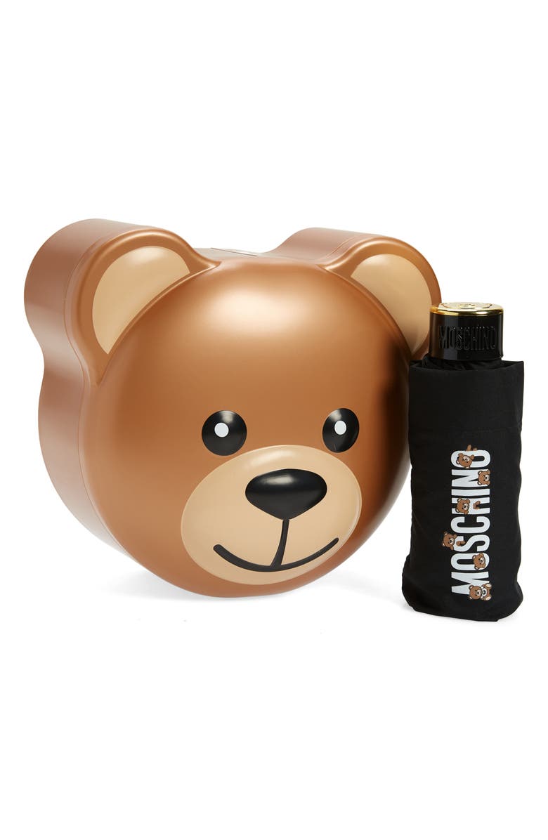 Moschino Super Mini Bear Logo Umbrella & Box, Alternate, color, 