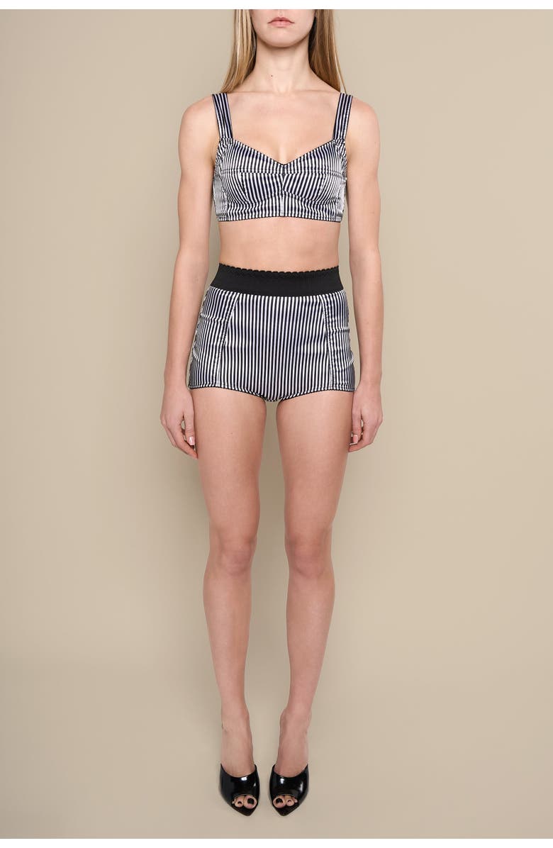 Contessa Mills Seraphim Striped Satin High-Waist Knickers, Alternate, color, Black-White