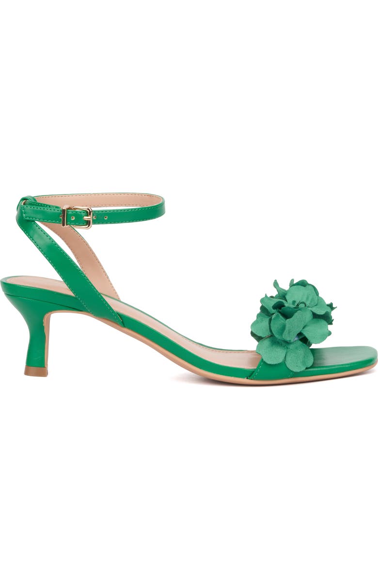 NEW YORK AND COMPANY Gwendolyn Flower Strap Sandal, Alternate, color, Green