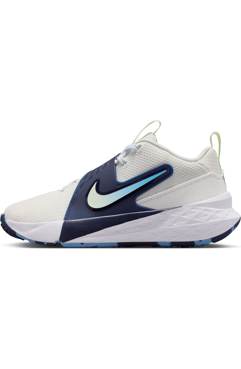 Nike Kids' Team Hustle D 12 Basketball Shoe, Alternate, color, White/ Volt Tint/ Navy