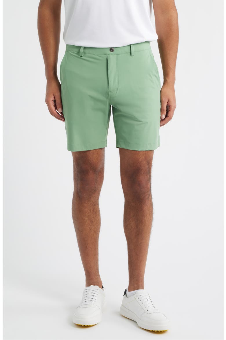 Bunker Flat Front Stretch Golf Shorts, Main, color, BASIL