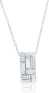 SUZY LEVIAN Pavé Cubic Zirconia Checkered Rondelle Pendant Necklace