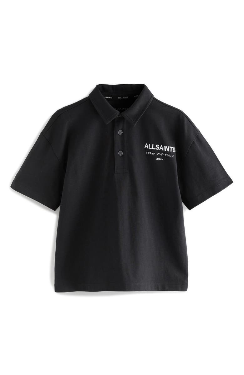 smALLSAINTS by ALLSAINTS Kids' Underground Oversize Cotton Polo, Main, color, Black