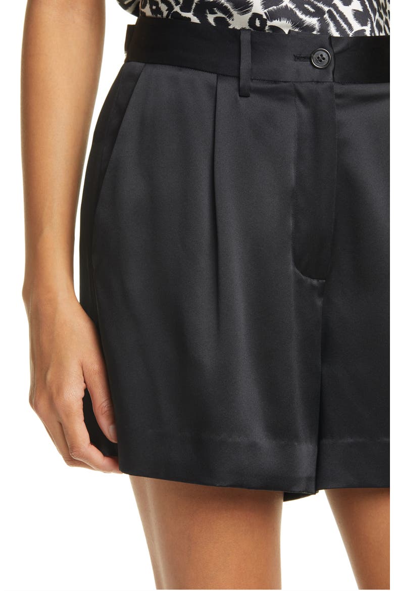 Bordeaux Silk Satin Shorts, Alternate, color, BLACK