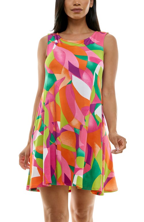 Nina Leonard Scoop Neck Sleeveless Dress In Multi