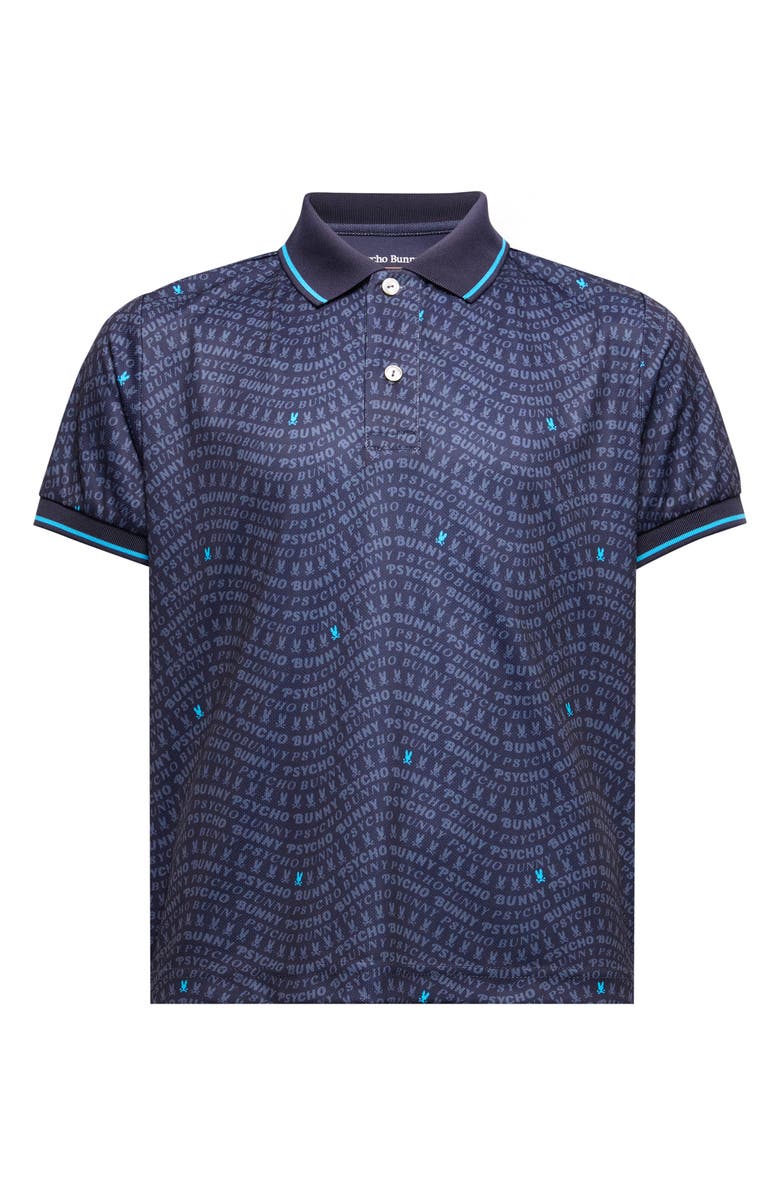 Psycho Bunny Kids' Winston Logo Print Piqué Polo, Main, color, Evening Blue