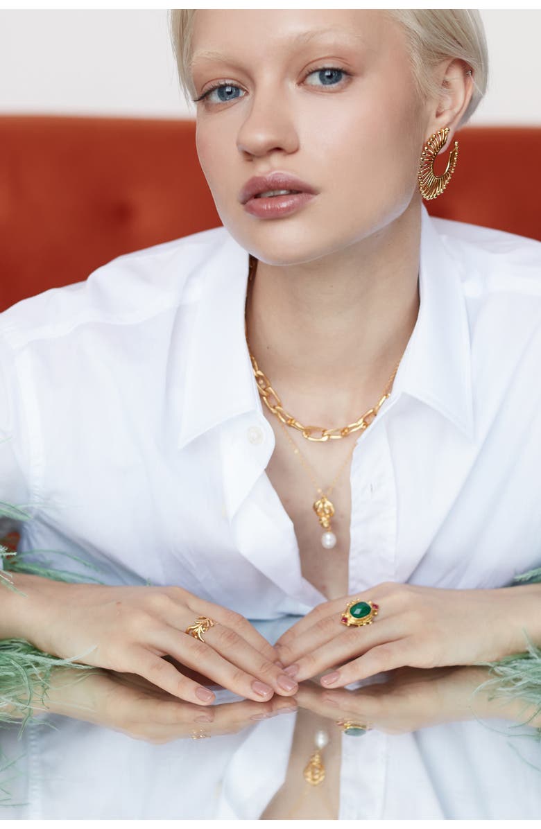 Ottoman Hands Raina Emerald and Pink Crystal Ring, Alternate, color, Gold