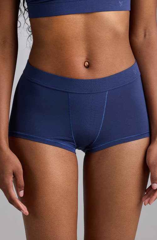 Woxer Luxe Bold Stretch Modal Boyshorts In Blue