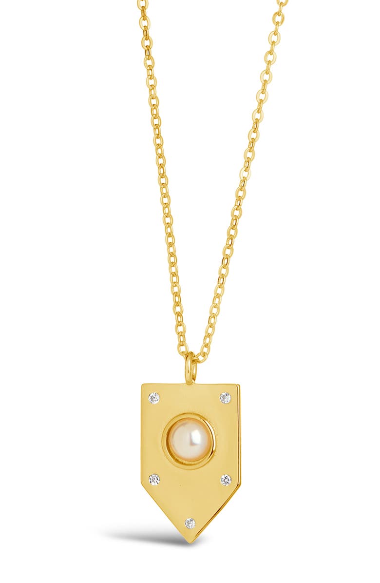 Sterling Forever Marcella Shield Pendant Necklace, Alternate, color, Gold