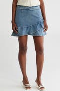 WISHLIST Unbalanced Ruffle Denim Miniskirt