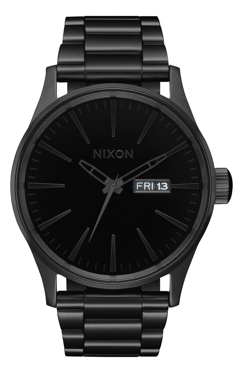 Nixon Sentry Bracelet Watch, 42mm, Main, color, Black