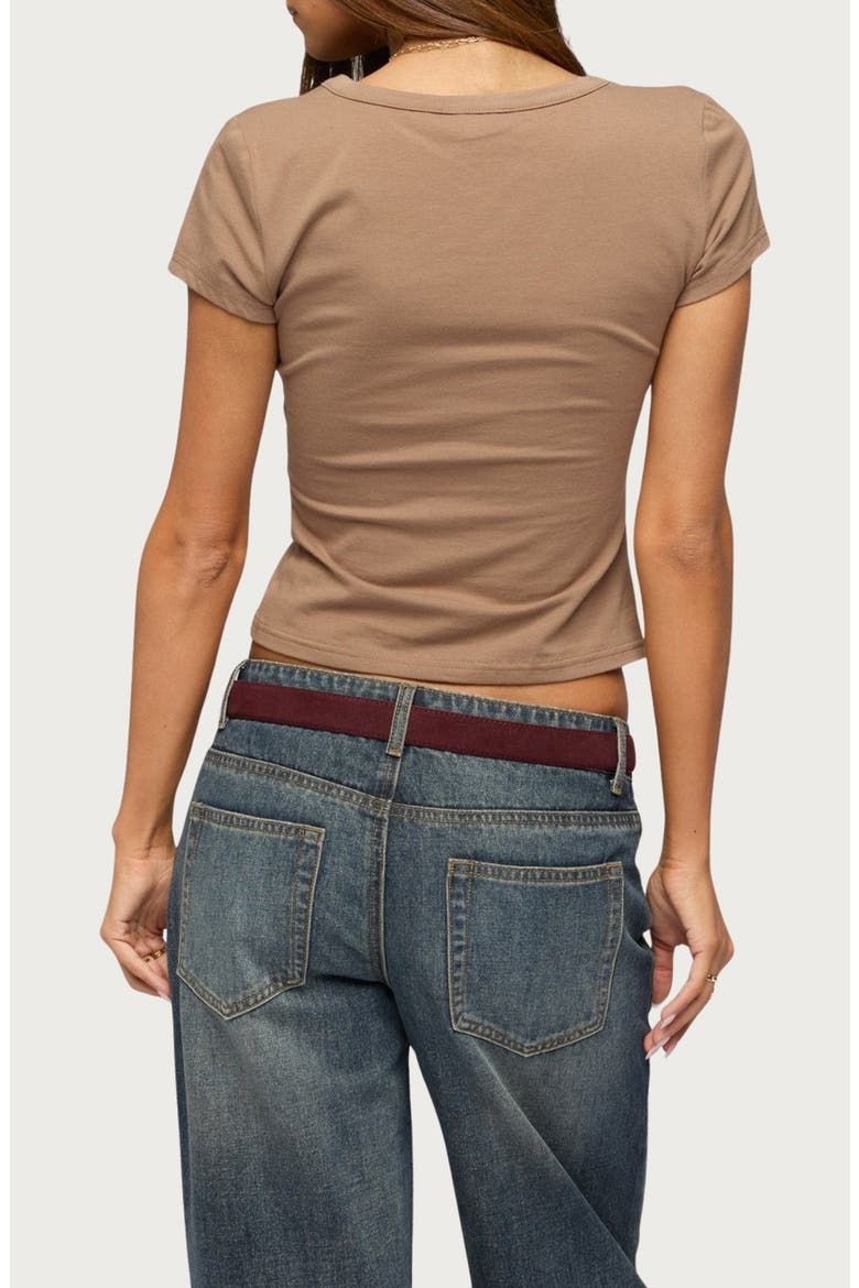 Merinda V-Neck Stretch Cotton T-Shirt, Alternate, color, BROWN