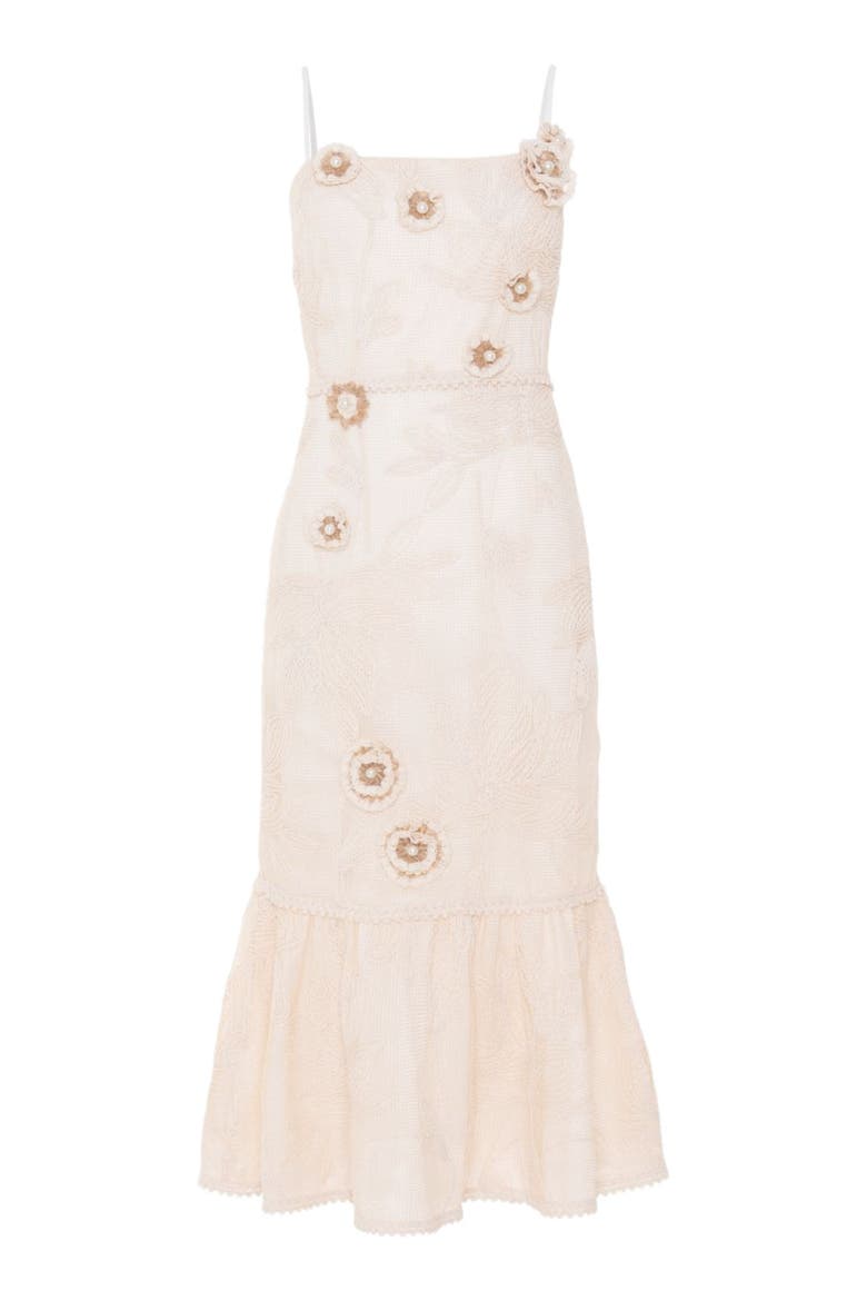 Joy Lace Midi Dress, Alternate, color, OFF WHITE