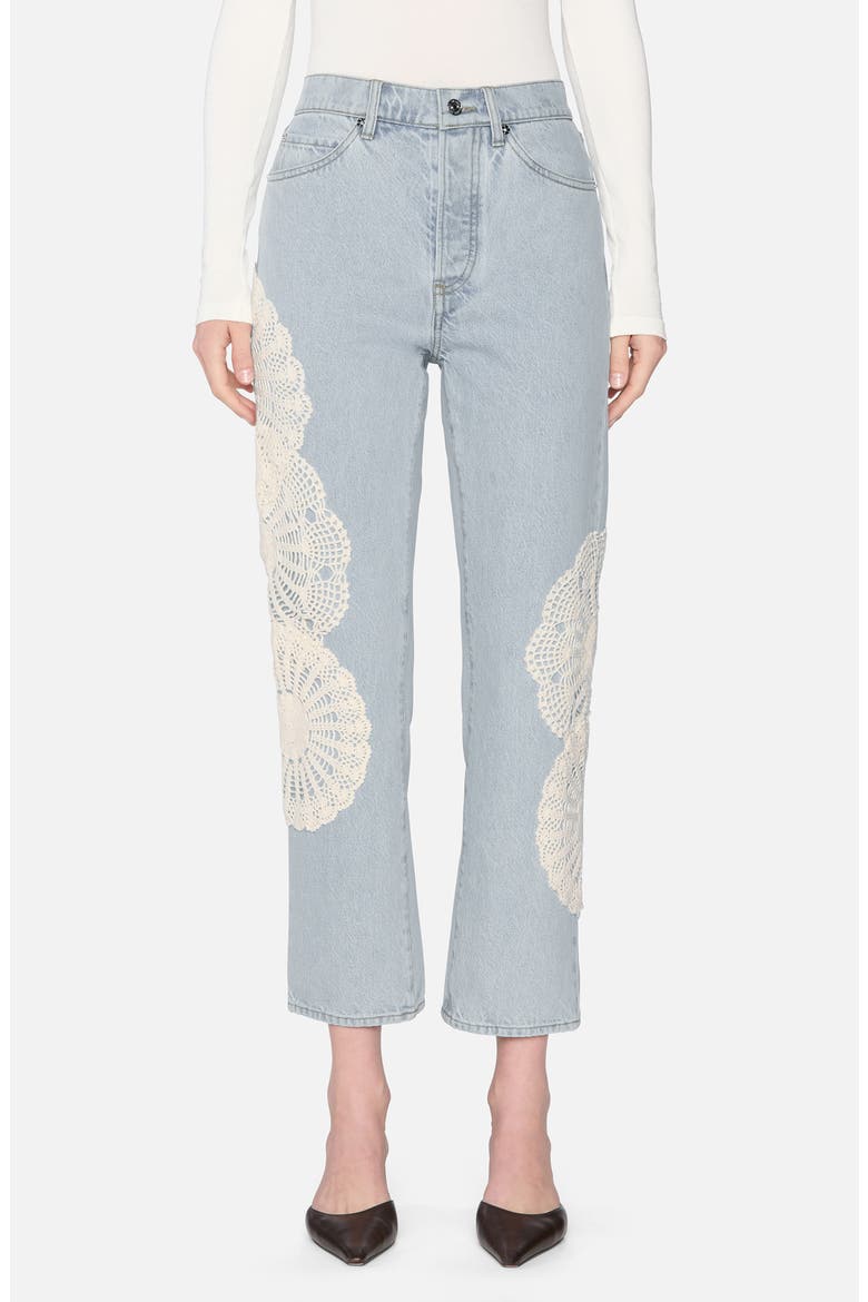 The Crochet Straight Leg Ankle Jeans, Main, color, WISP