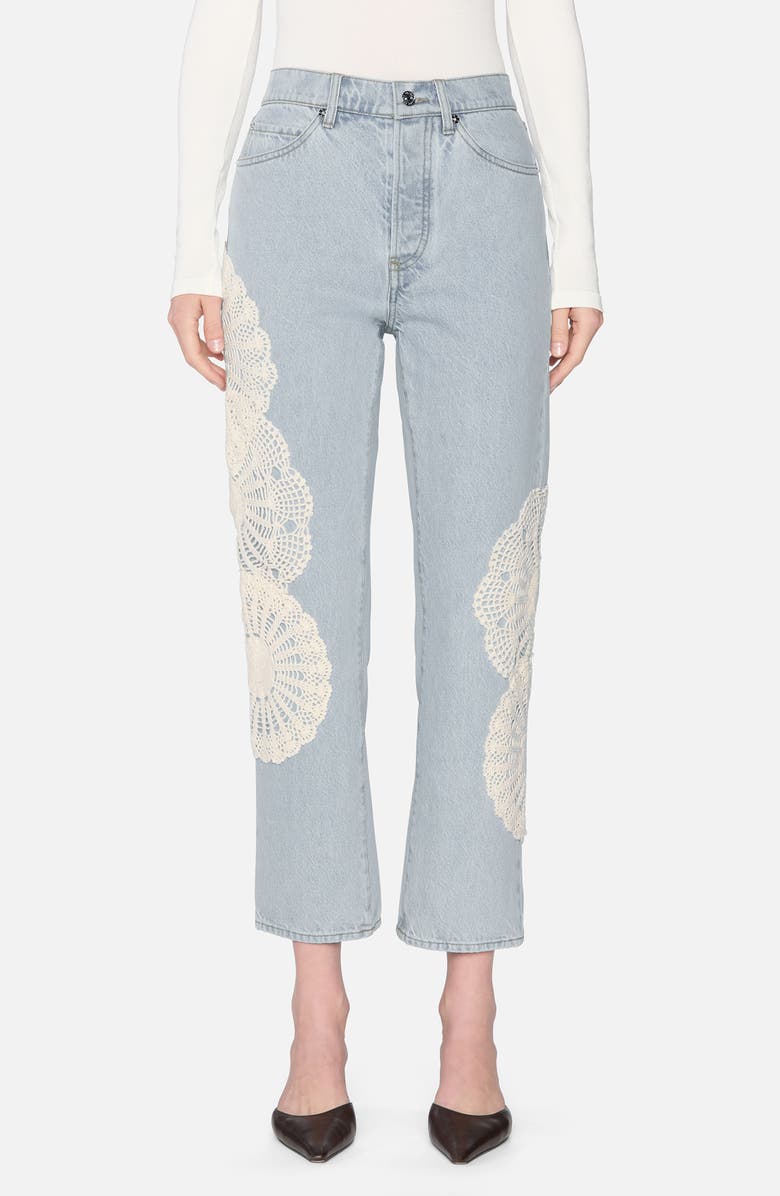 FRAME The Crochet Straight Leg Ankle Jeans, Main, color, Wisp