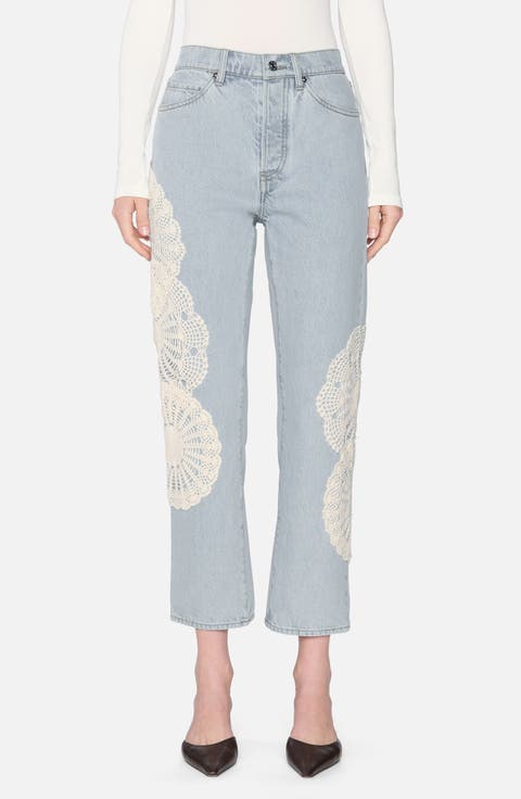 The Crochet Straight Leg Ankle Jeans (Wisp)