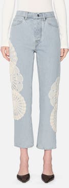 FRAME The Crochet Straight Leg Ankle Jeans