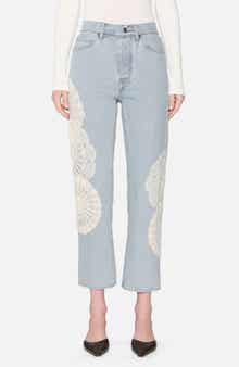 FRAME The Crochet Straight Leg Ankle Jeans