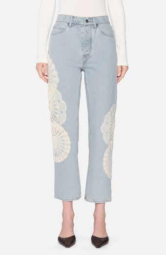 FRAME The Crochet Straight Leg Ankle Jeans