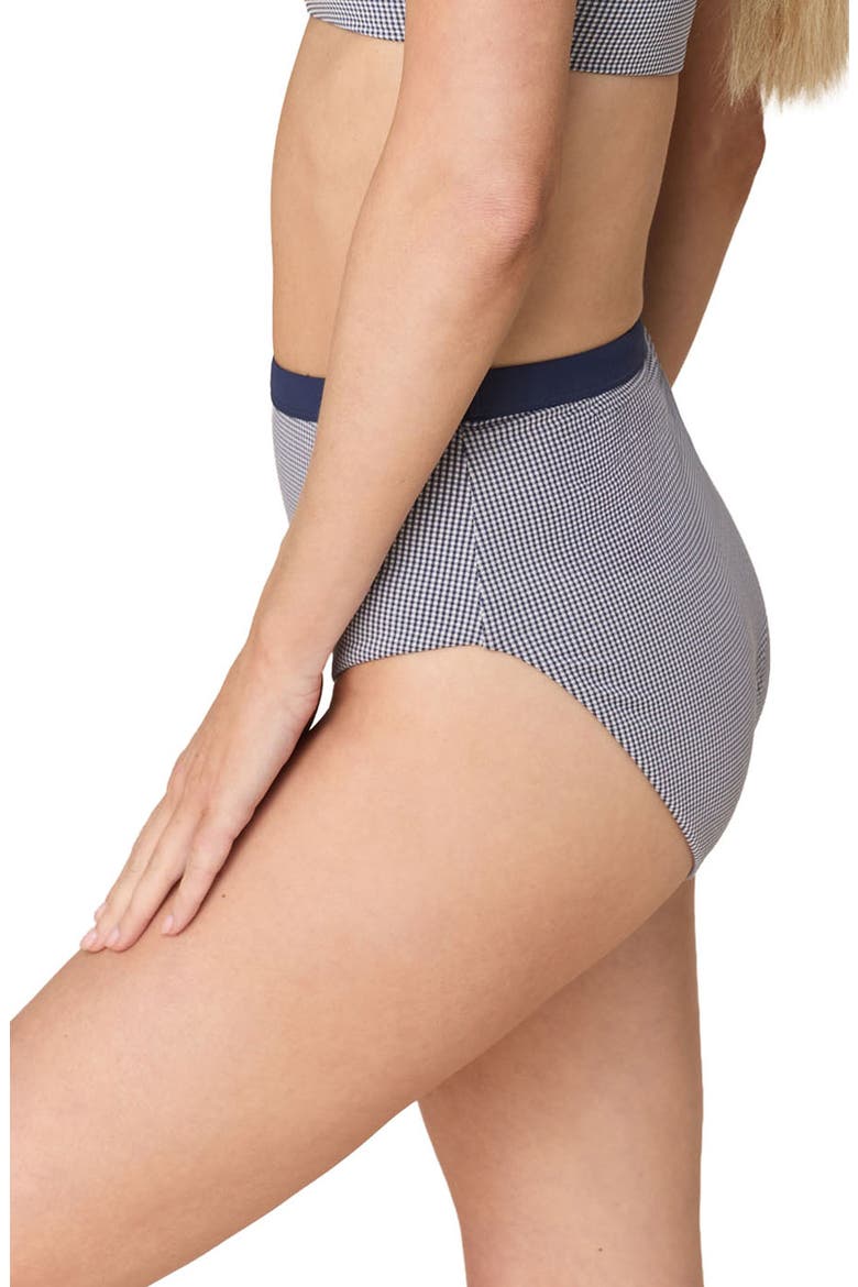 The Davenport Gingham High Waist Bikini Bottoms, Alternate, color, JUNIPER