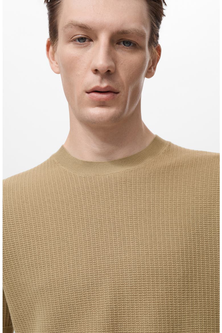 Textured Cotton Knit T-Shirt, Alternate, color, BEIGE