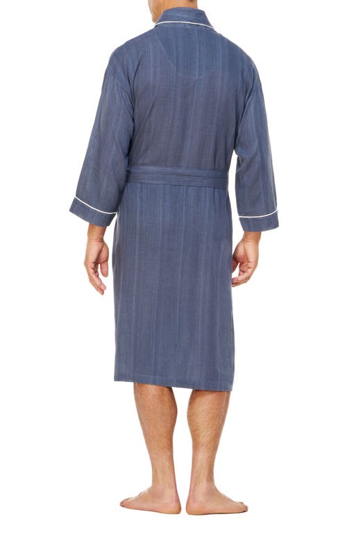 Majestic International Shawl Collar Woven Viscose & Cotton Robe In Blue