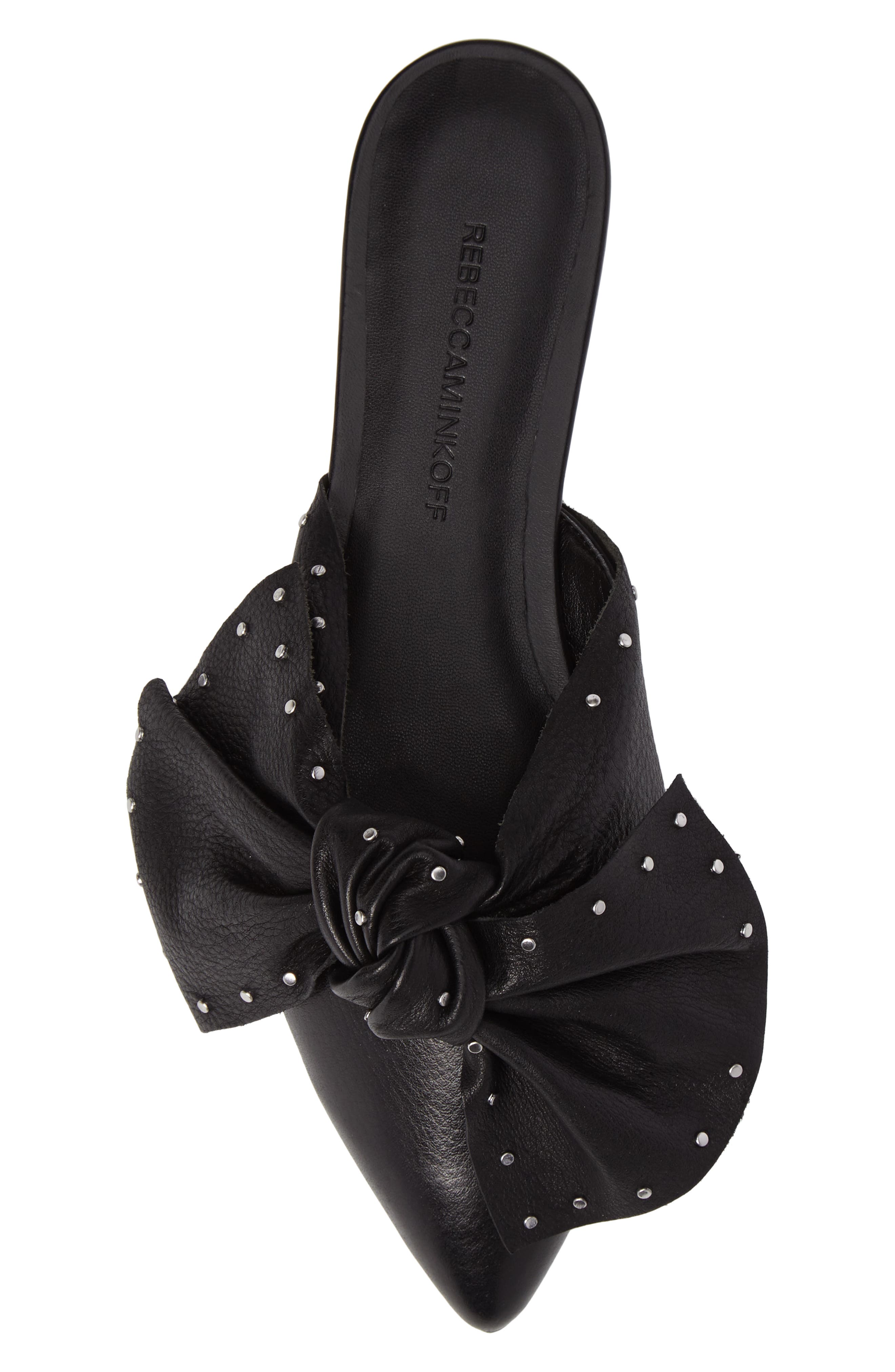 Alexis Stud Knotted Mule, Alternate, color, BLACK LEATHER