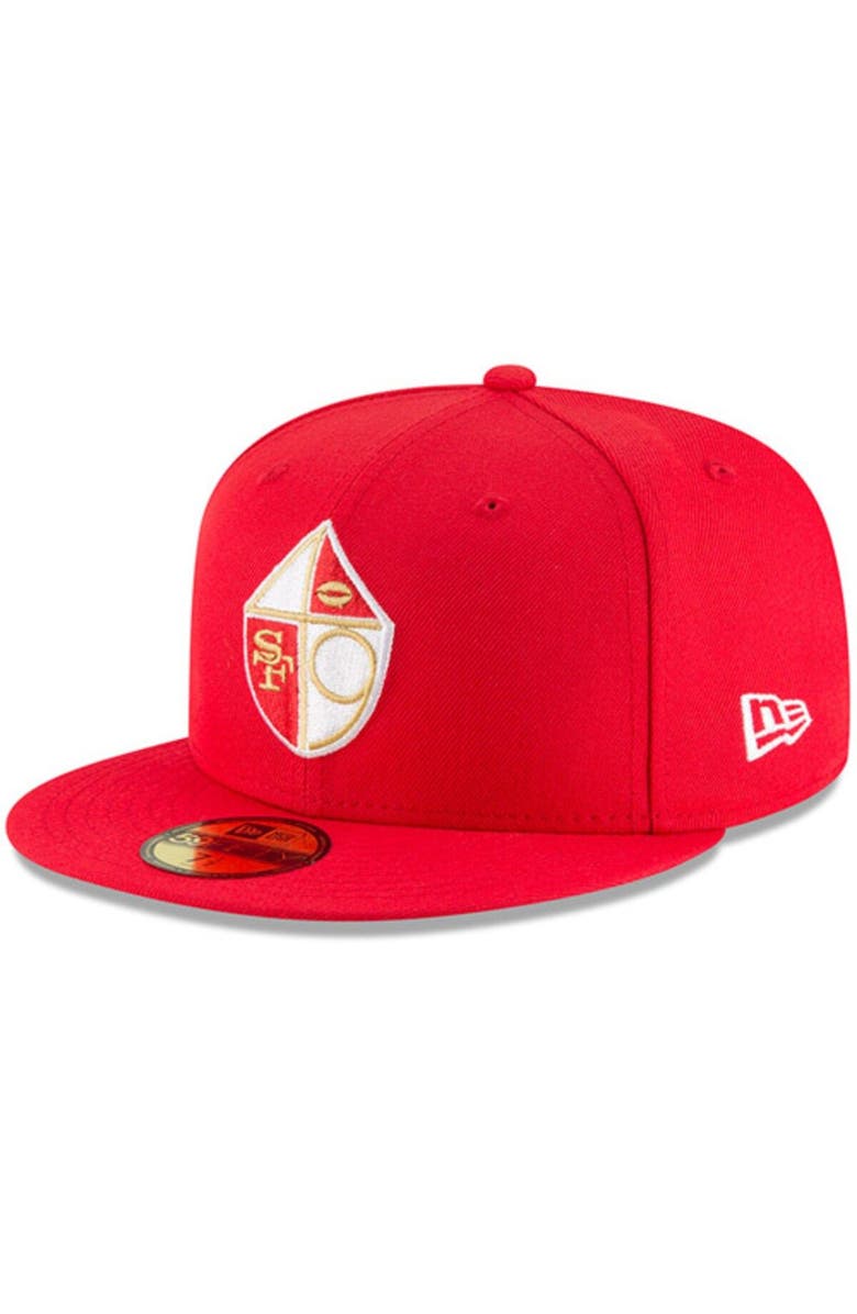 New Era Men's New Era Scarlet San Francisco 49ers Omaha Throwback 59FIFTY Fitted Hat, Alternate, color, Scarlet