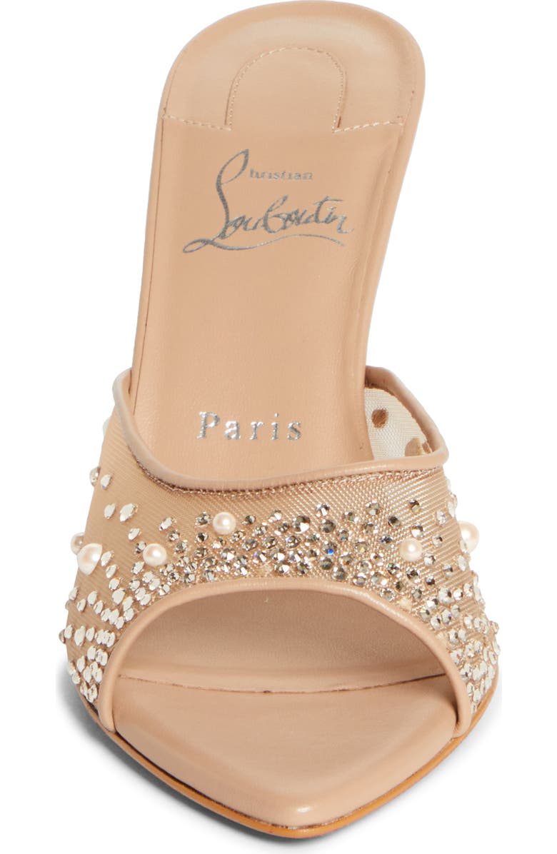 Christian Louboutin Miss Z Crystal Embellished Mesh Pointed Toe Sandal, Alternate, color,