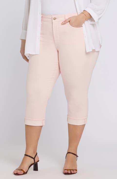 Marilyn Cool Embrace® Cuff Crop Straight Leg Jeans (Pearl Grey) (Plus Size)