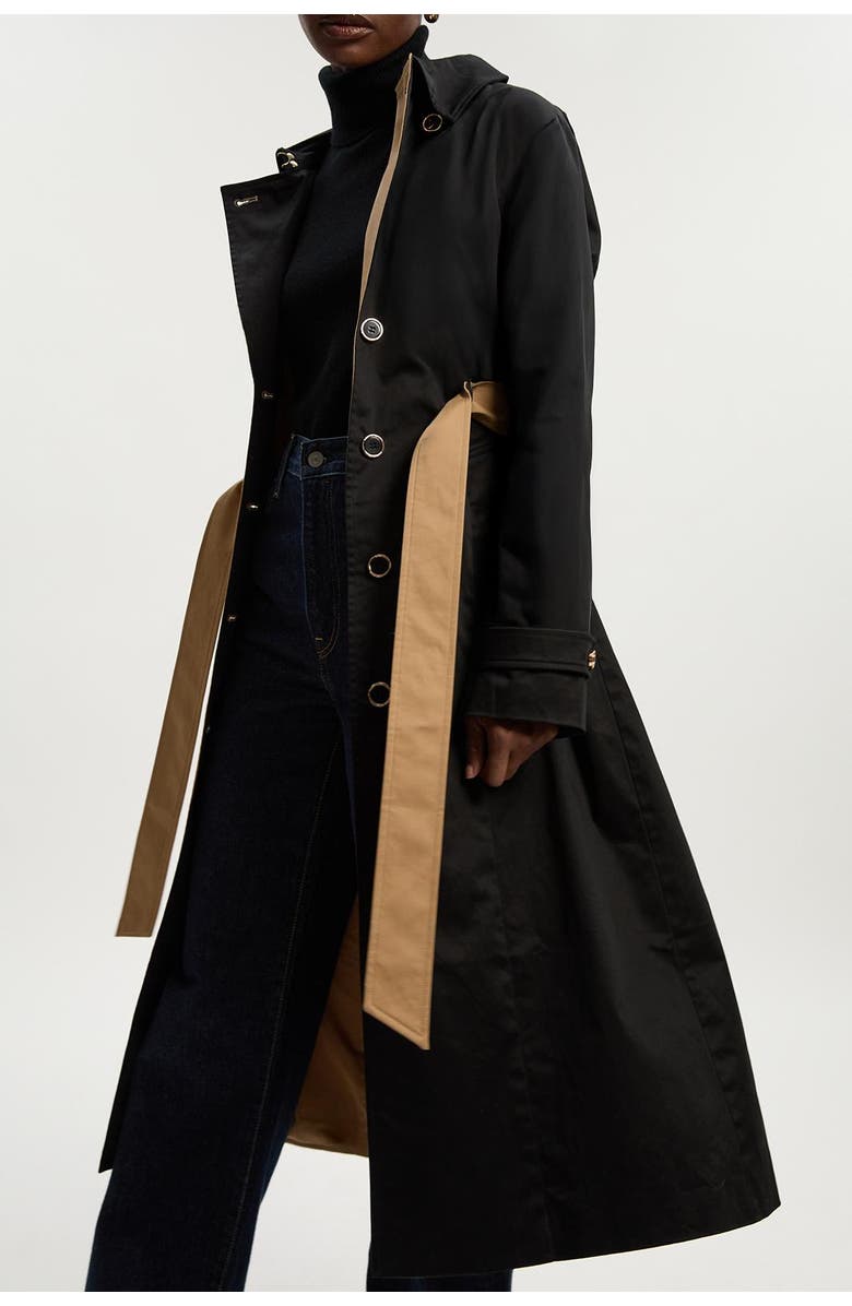 Karen Millen Color Block Belted Tailored Trench Coat, Alternate, color, Camel
