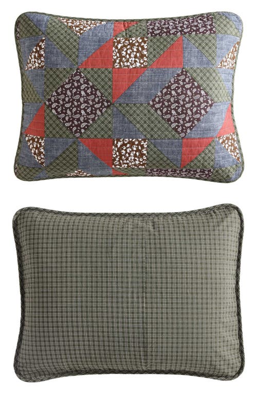 Eddie Bauer Block Patchwork Reversible Quilt Set In Green/brown